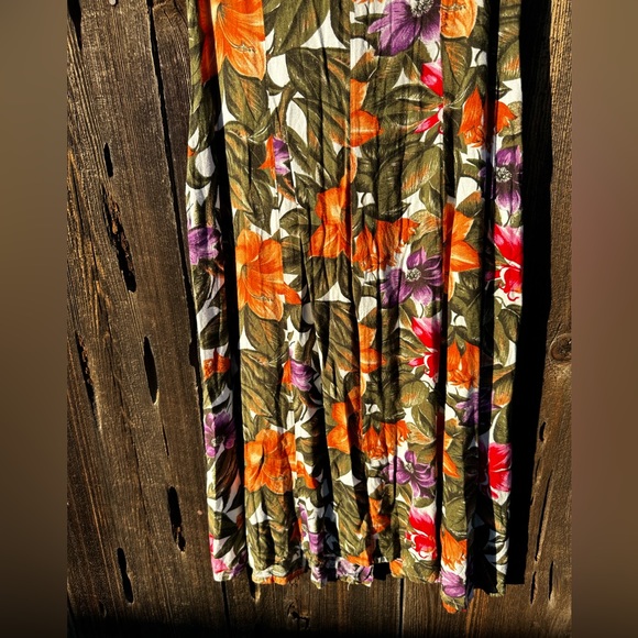 Alix Taylor New York Green Orange Purple Floral Tropical Button Down Maxi Dress - Picture 7 of 8